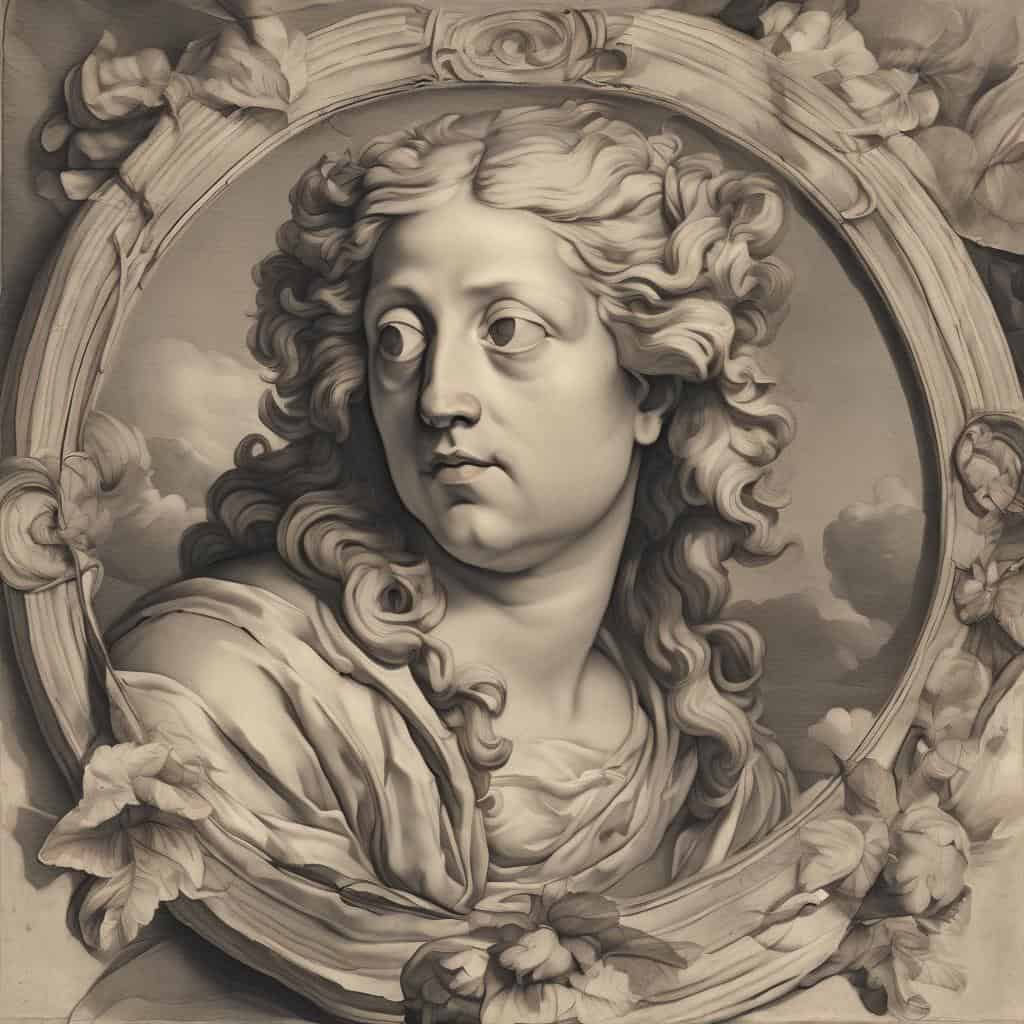 Ασπρόμαυρη εικονογράφηση της τέχνης και της ομορφιάς στον χρόνο.